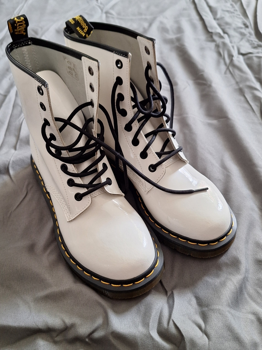 Doc Marten White Women's Boots With Black Laces 7